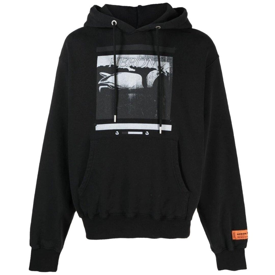 

Черный худи с графическим принтом и логотипом Heron Preston, черный