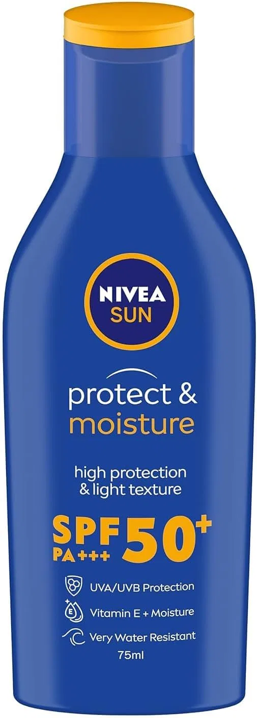 Лосьон после загара NIVEA Sun Protect and Moisture SPF 50, 75 мл, синий