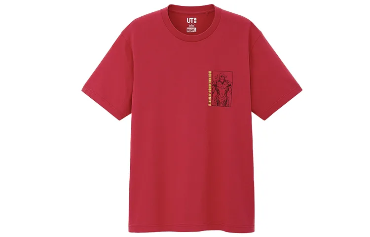 UNIQLO Футболка унисекс розово-красная с круглым вырезом