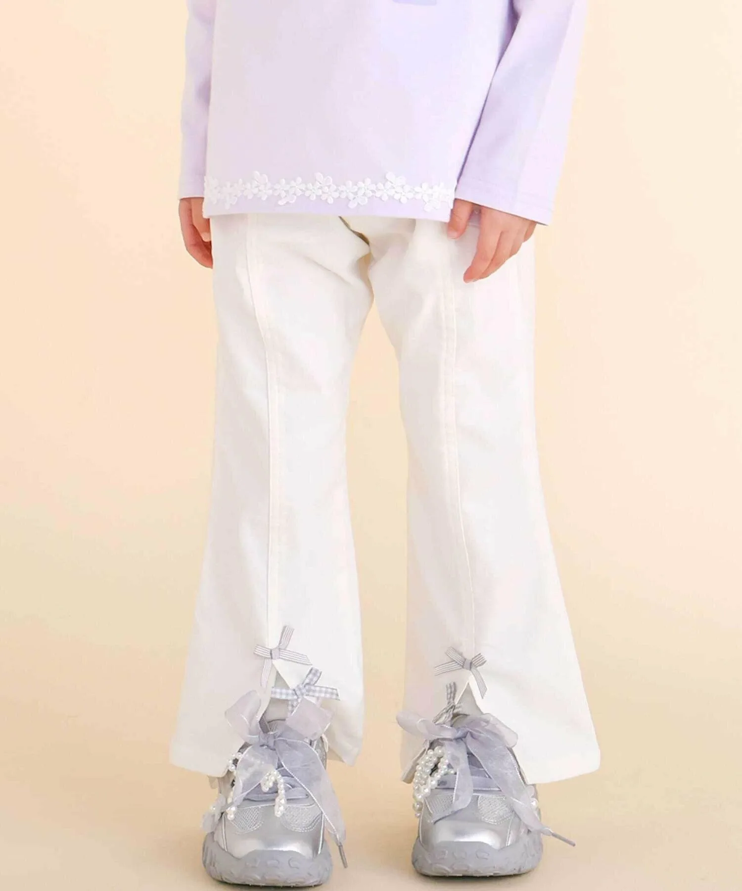 Брюки из эластичной саржи с ленточным краем (80–130 см) SLAP SLIP, Off white