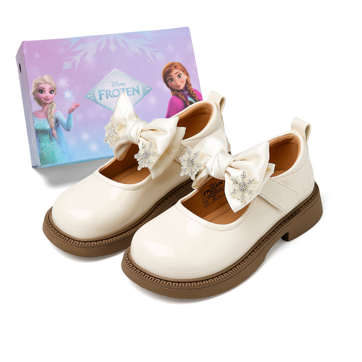 Детские кожаные туфли серии Frozen Series с амортизацией и износостойкостью, с низким верхом Disney, бежевый — фото 2