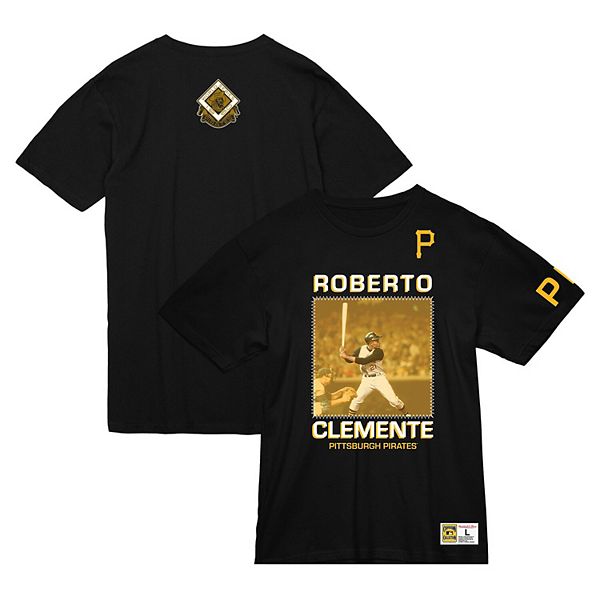 

Мужская футболка roberto clemente black pittsburgh pirates cooperstown collection heavyweight premium player vintage logo Mitchell & Ness