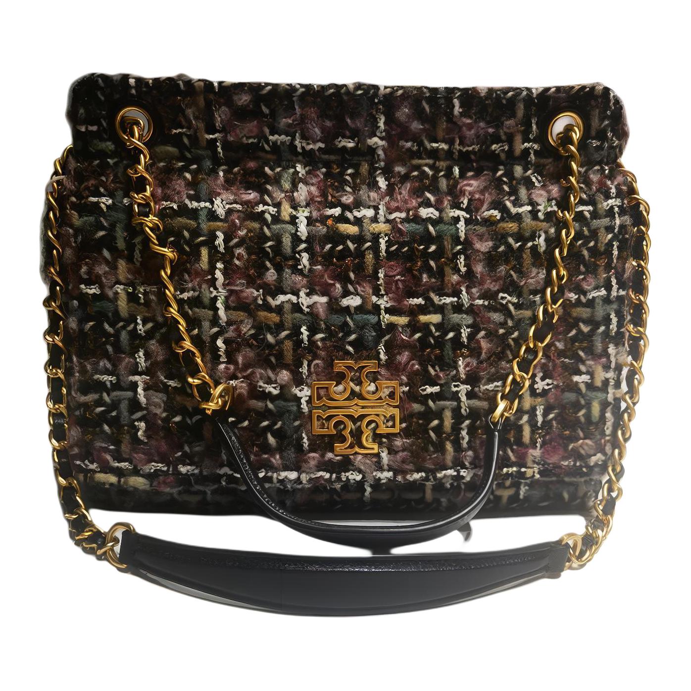

TORY BURCH Сумка Britten Flannel с кожаным ремешком через плечо, женская, черная и разноцветная