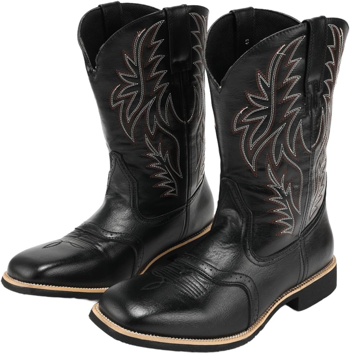 

Ковбойские сапоги для мужчин, западная модная ретро-стильная обувь с противоскользящей подошвой, короткие сапоги для весны и осени Ciyasheh, черный