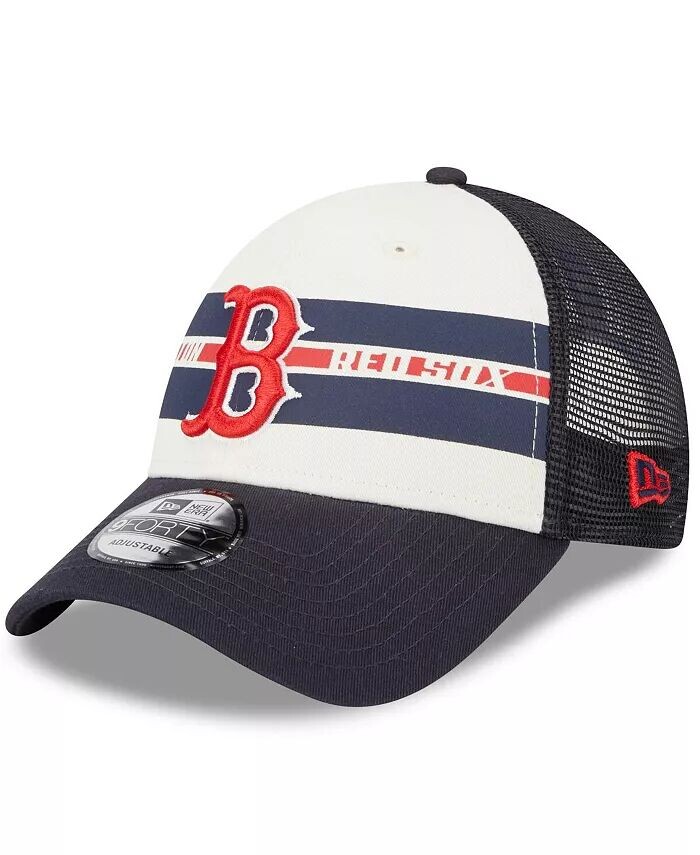 

Мужская бело-темно-синяя кепка Boston Red Sox Team Stripe Trucker 9FORTY Snapback New Era