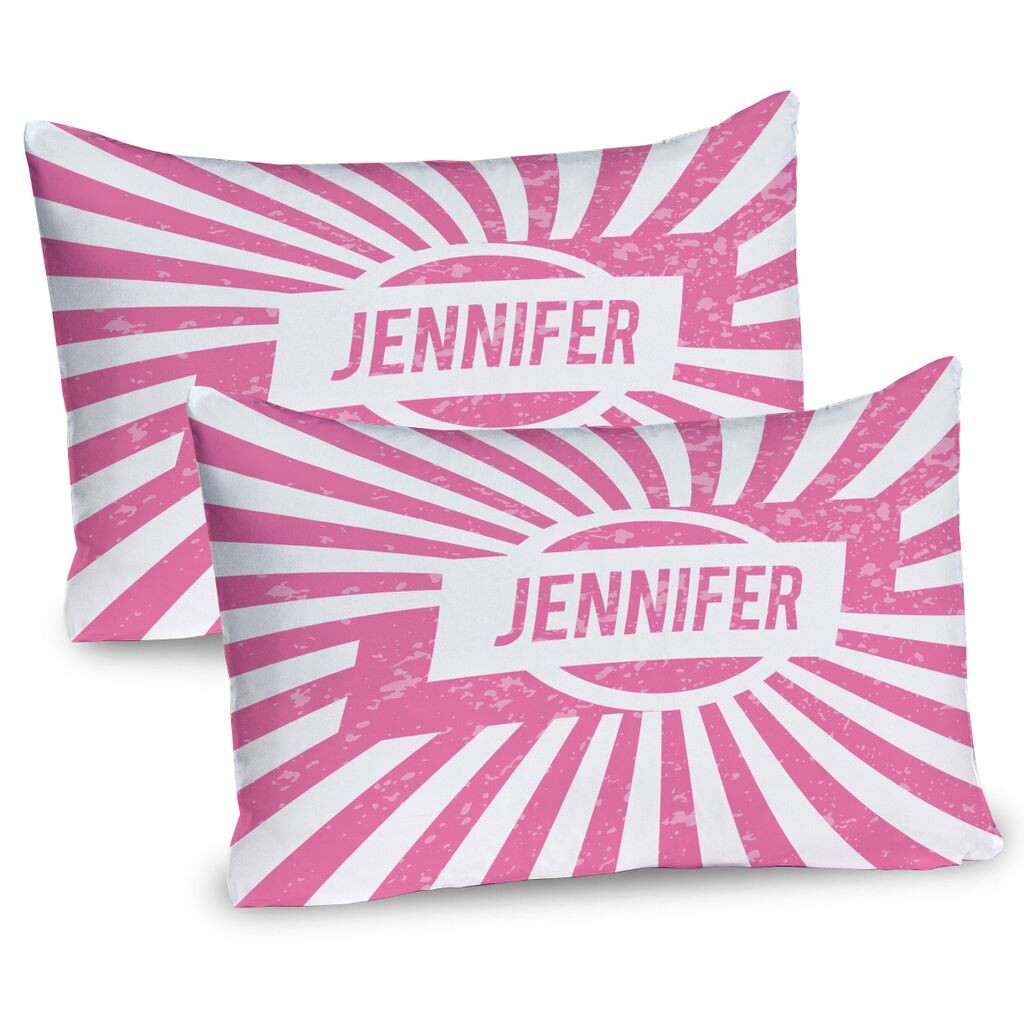 

ABAKUHAUS Jennifer Pillowcase Pack из 2 шт., одно из самых популярных имен новорожденных американских девочек в ретро-дизайне, наволочка с декоративным принтом, 80x40 см, светло-розовый и белый