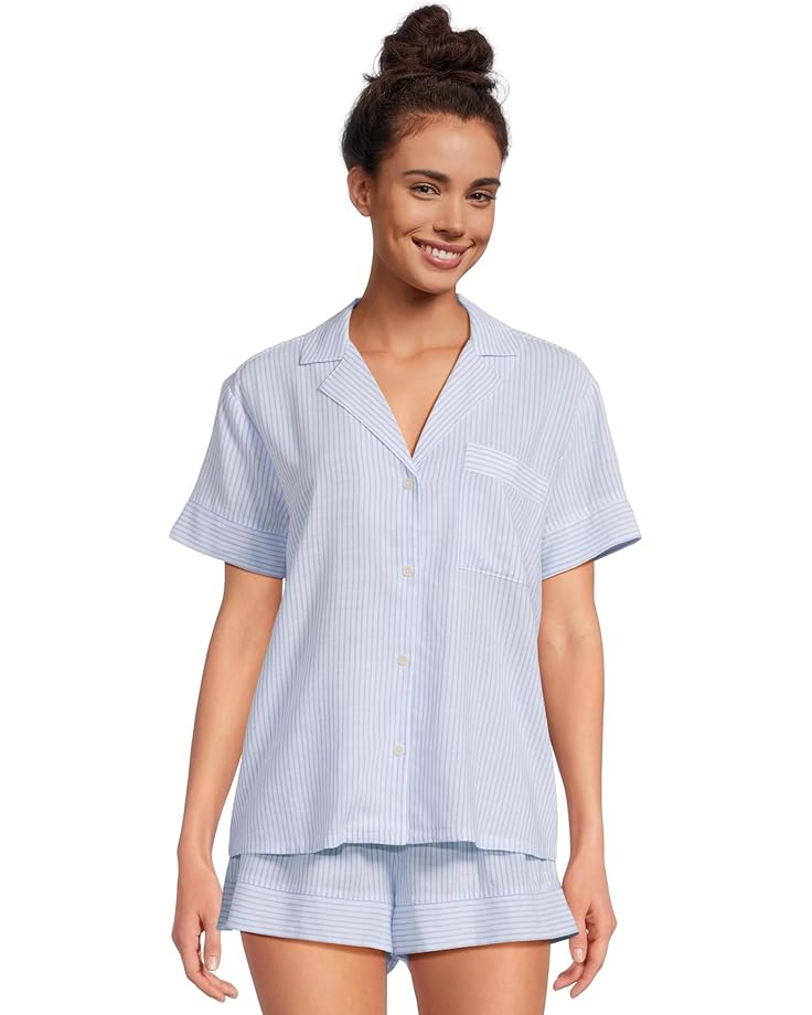 

Пижама Eberjey Nautico Shortie Pajama Set, цвет White/Cornflower Blue