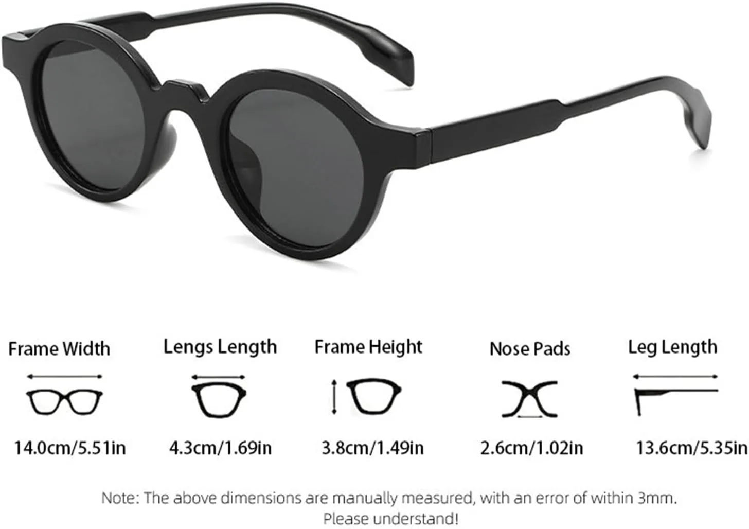 

COTIA 2025 Модные классические круглые солнцезащитные очки для женщин и мужчин в винтажном стиле, маленькие, ретро, ​​элегантные, для путешествий, Grey Blue