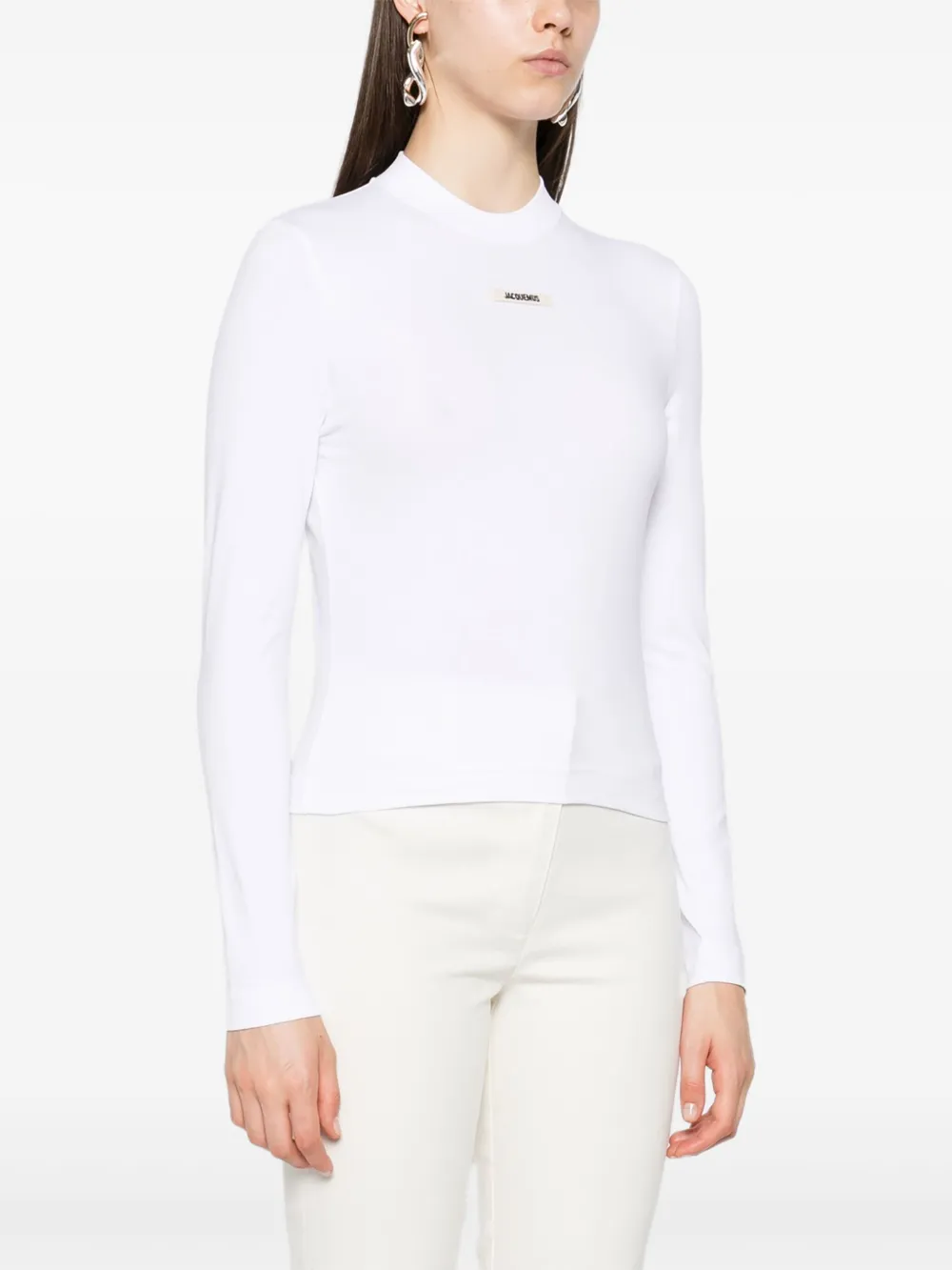 Футболка с длинными рукавами и нашивкой-логотипом JACQUEMUS, белый — фото 3