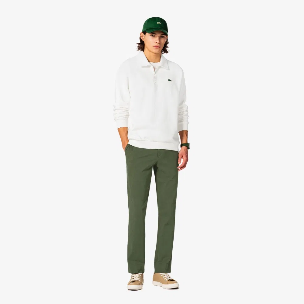 Мужские брюки чиносы с начёсом тёмно-хаки от Lacoste — фото 4