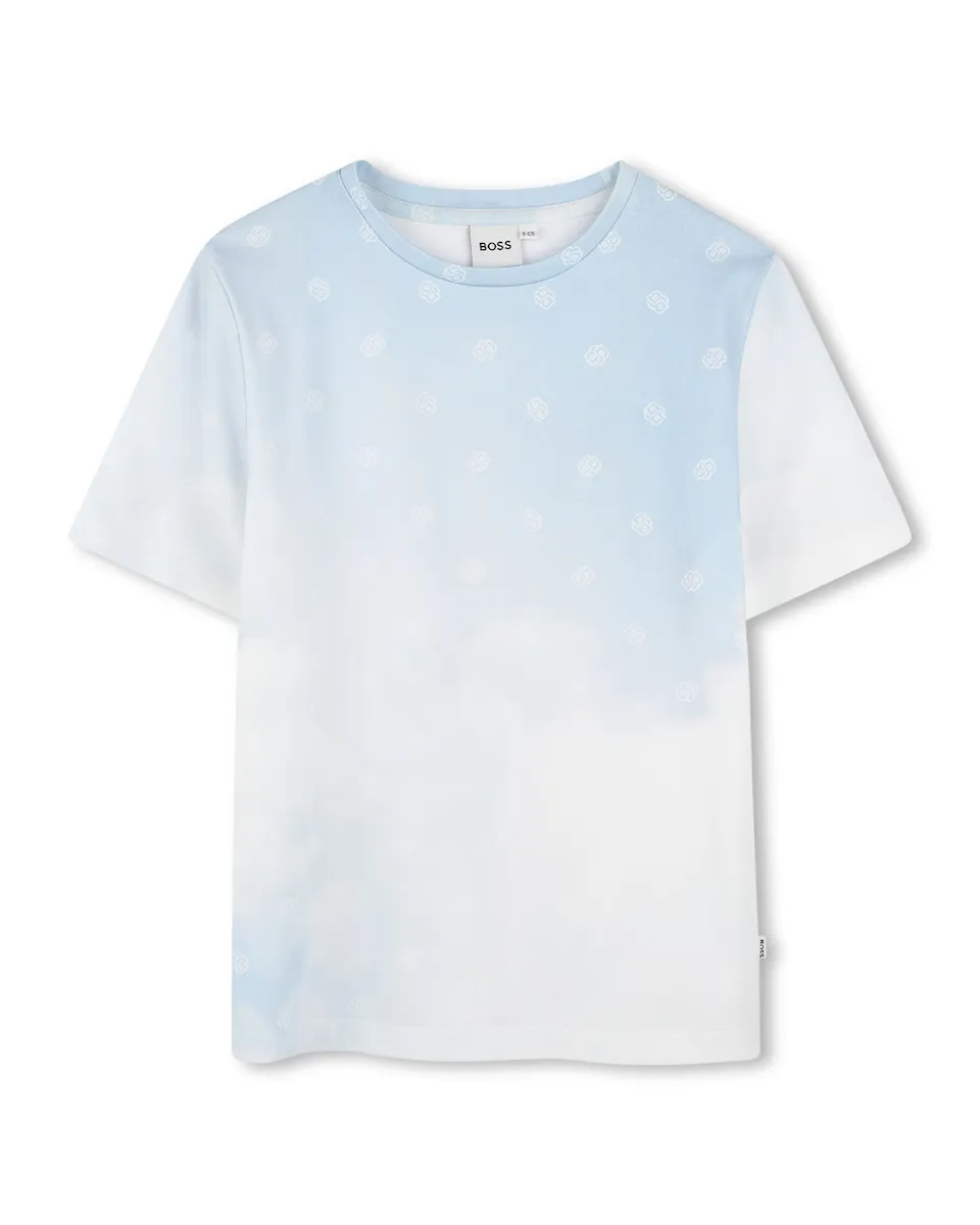 

Футболка для мальчика из синего хлопка BOSS Kidswear, бирюзовый