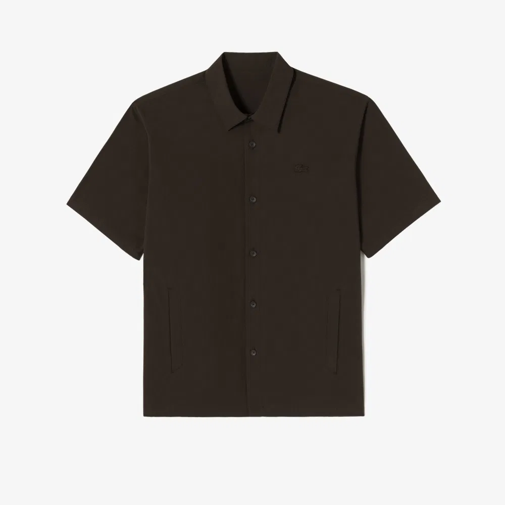 Мужская рубашка с коротким рукавом коричневая от Lacoste