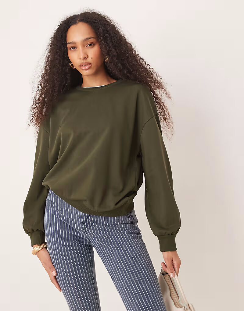 

Толстовка с рукавами-фонариками ASOS DESIGN цвета хаки