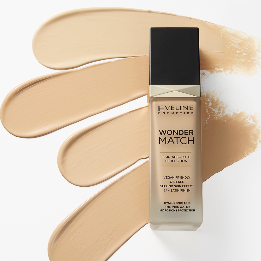 Маска для лица Eveline Cosmetics — Стойкая жидкая тональная основа Wonder Match с гиалуроновой кислотой , atspalvis 05 light, 30 мл — фото 2