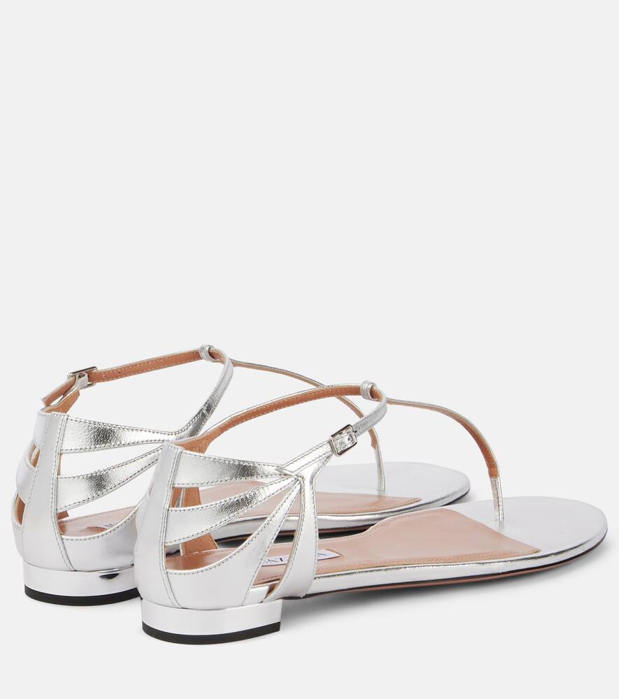 Песочники Frida из металлизированной кожи Aquazzura, Silver — фото 2