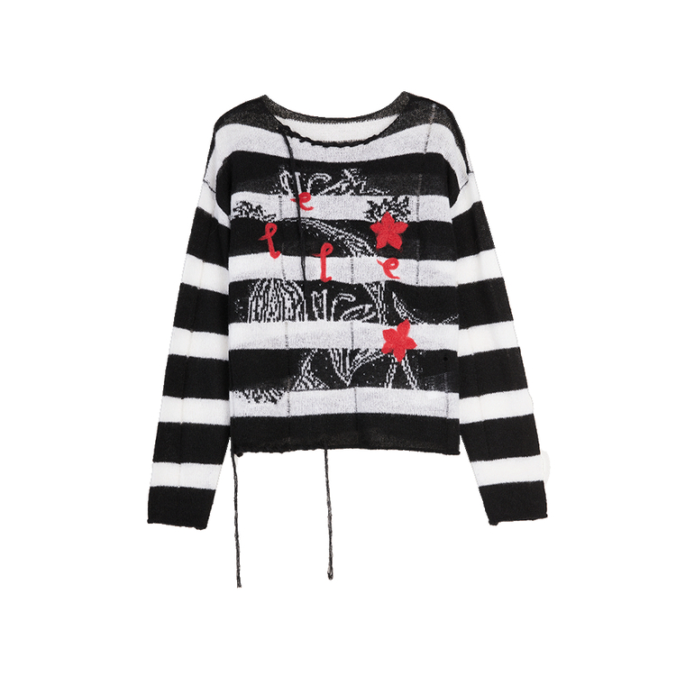 

ELLE Трикотажный свитер Women's Black White Crew Neck Moderate