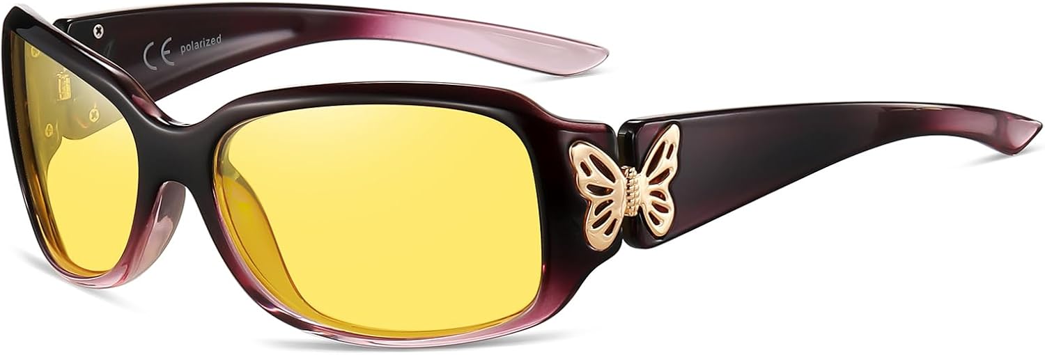 

Женские очки ночного видения HAOLOTA с антибликовым поляризованным покрытием, облегающие, для защиты от УФ-излучения в ночное время, Znv04 Gradient Purple Frame/Night Vision Lens