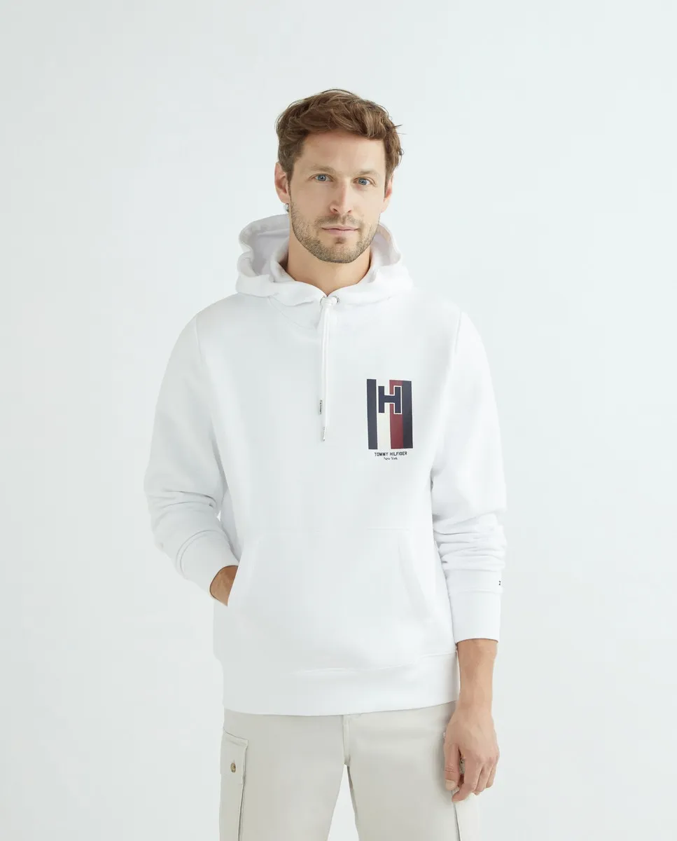 

Мужская толстовка с капюшоном с логотипом на груди Tommy Hilfiger, белый