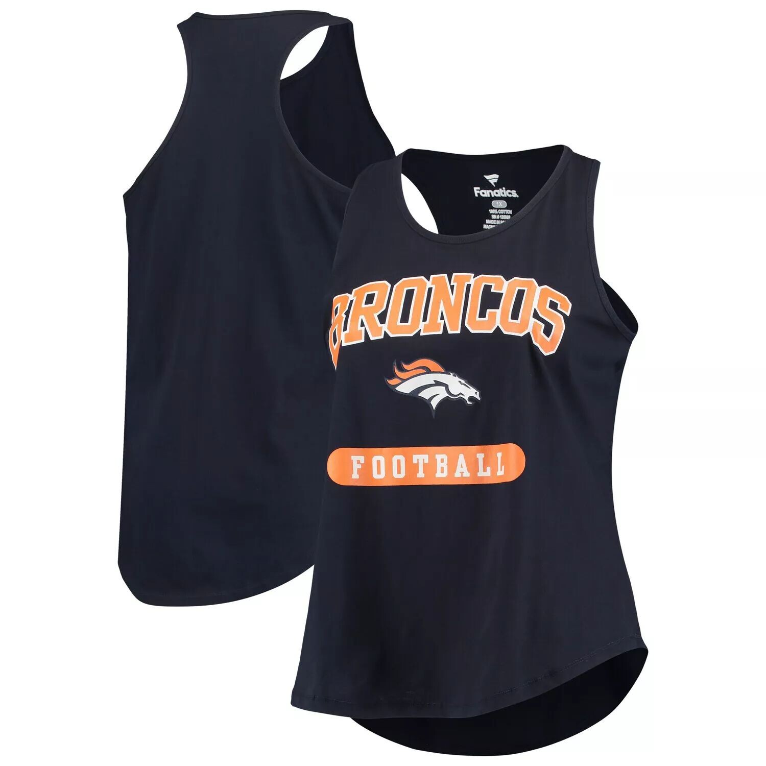 

Женская темно-синяя майка больших размеров Denver Broncos Team Racerback, Синий, Женская темно-синяя майка больших размеров Denver Broncos Team Racerback