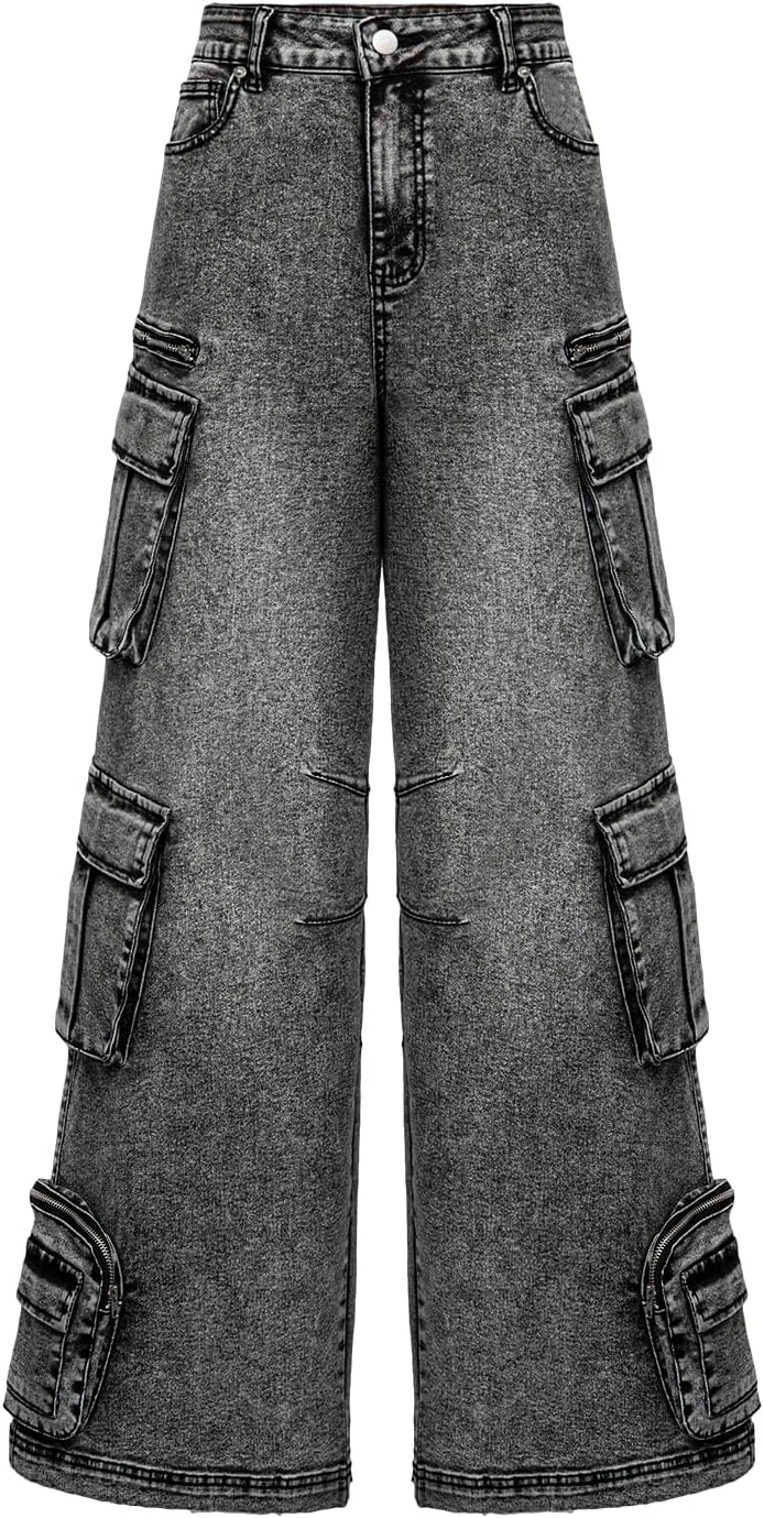 

Женские джинсы кэжуал карго прямые свободные винтажные с карманами