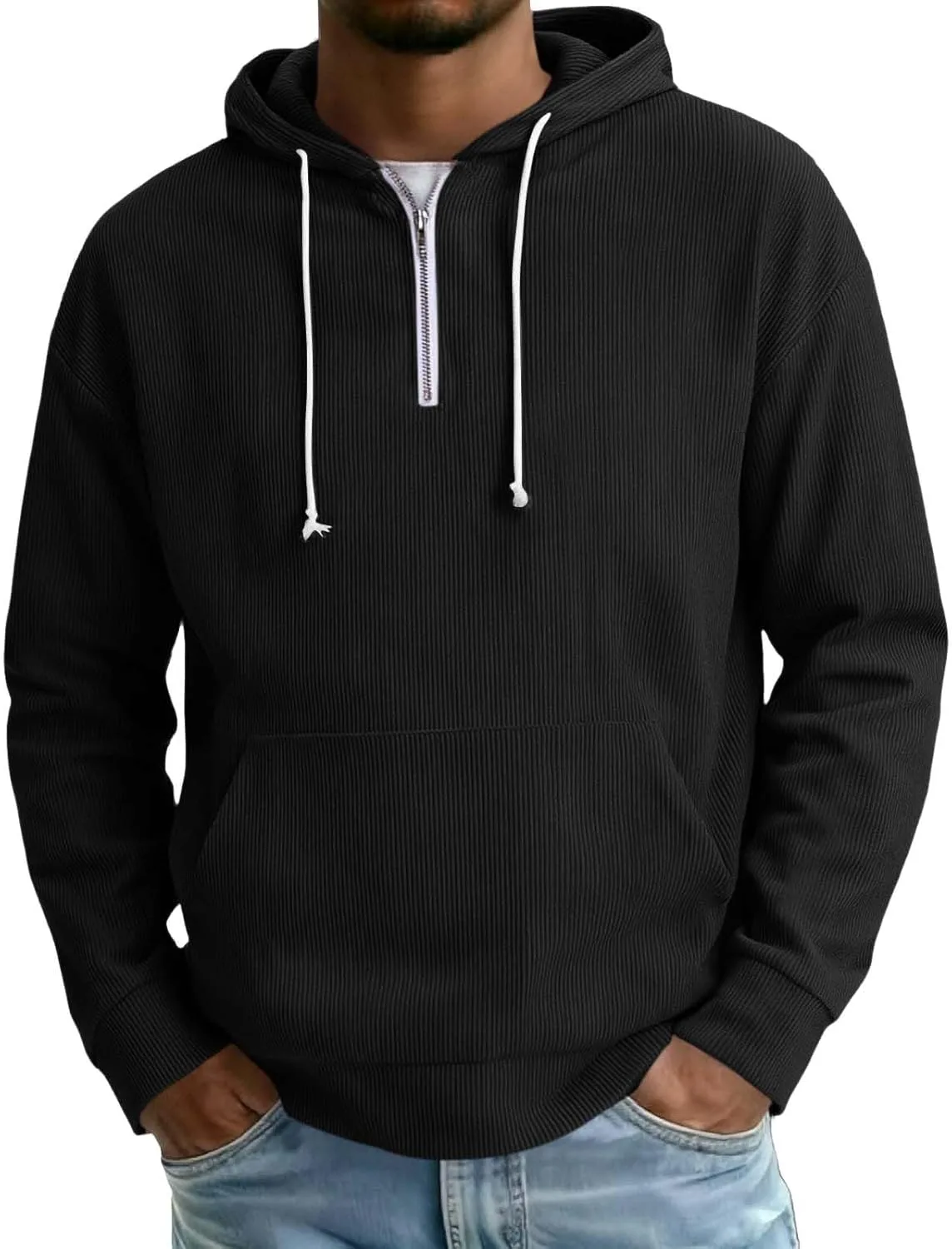 

Мужская худи на четверть молнии из вельвета, весенний пуловер 2026 Cambkatl