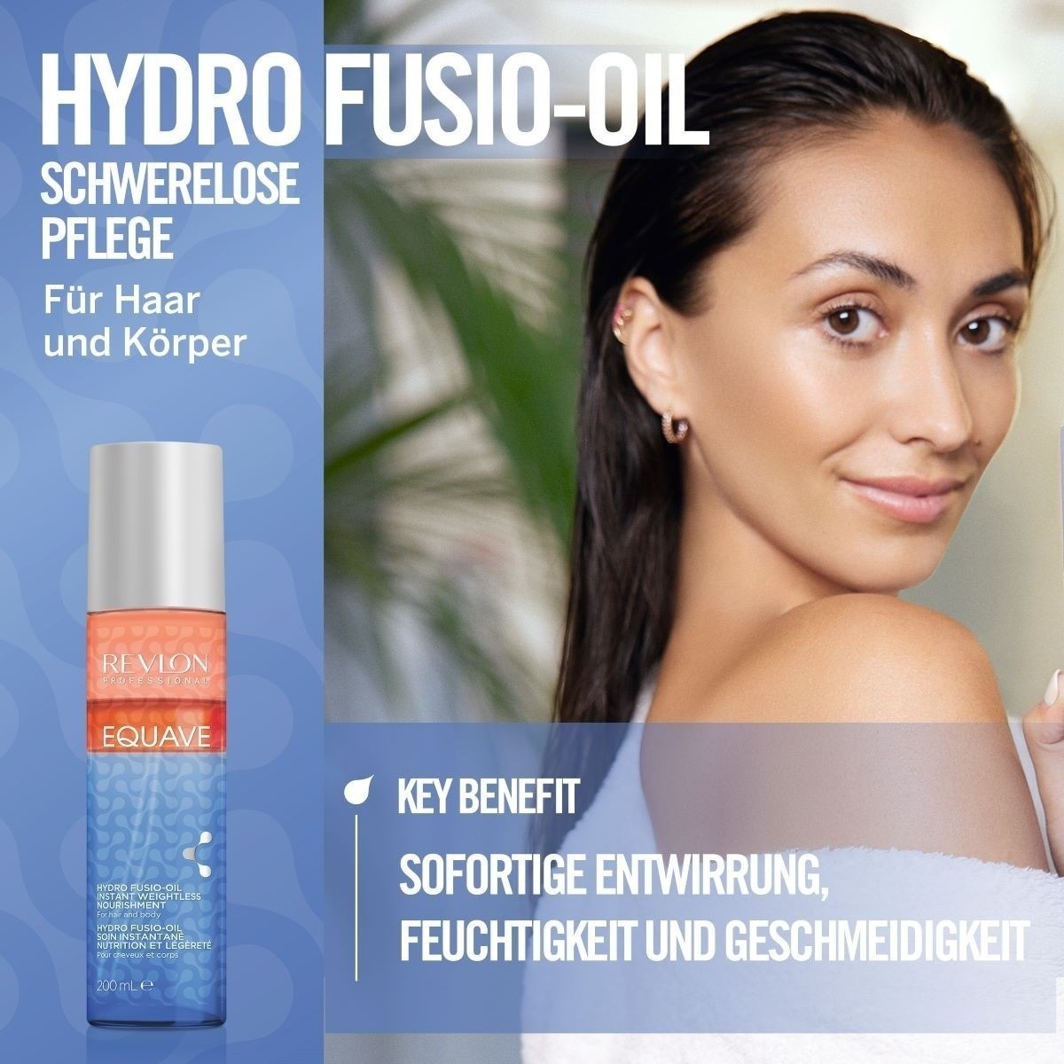 Кондиционер для волос equave 3 phases hydro fusio-oil instant conditioner - haar & körper Revlon Professional, объем 200 мл — фото 3