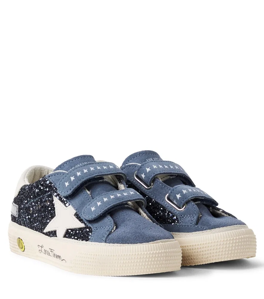 Майские замшевые кроссовки с блестками Golden Goose Kids, синий