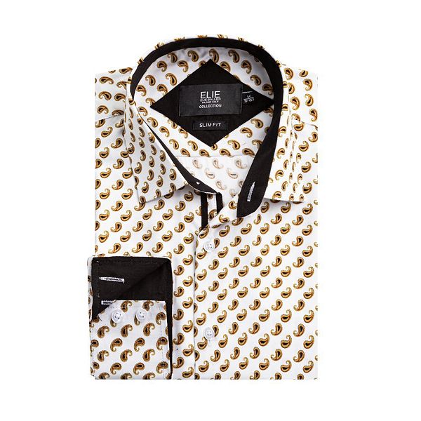 

Мужская рубашка slim fit с принтом пейсли Elie Balleh, White