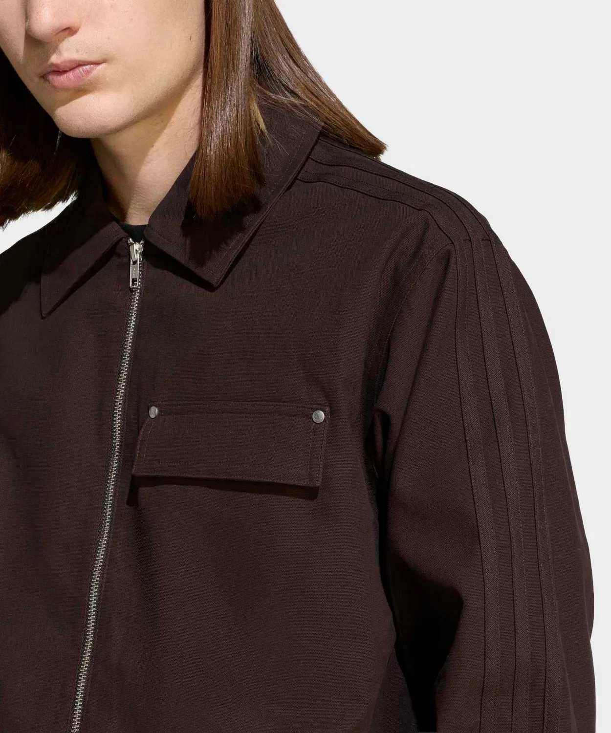 Куртка рабочая из канваса Adidas Originals, свободный крой, коричневая — фото 4