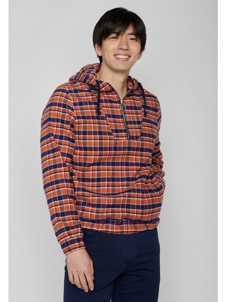 

Базовая толстовка с капюшоном в клетку оранжевого цвета GreenBomb