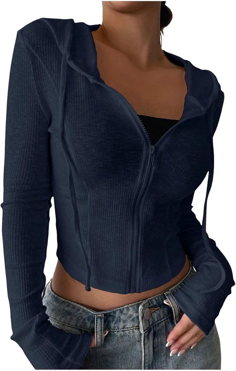 

Женская застегивающаяся укороченная худи Xiaojmake