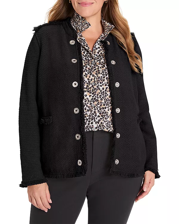 

Военная трикотажная куртка с бахромой Nic+Zoe Plus, черный