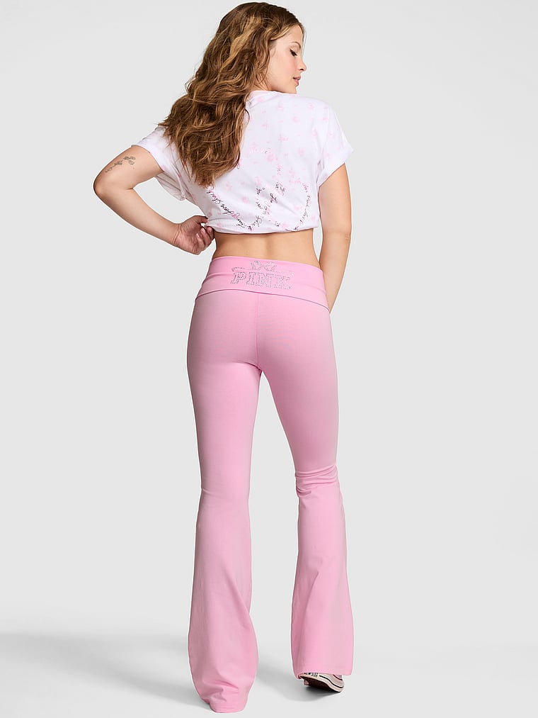 

Леггинсы-Клеш из хлопка Pink x loveshackfancy с отворотами Pink X Loveshackfancy, розовый