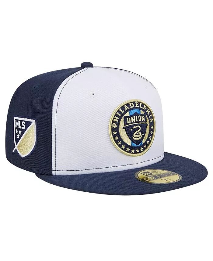 

Мужская белая, темно-синяя приталенная шляпа Philadelphia Union 2024 Kick Off Collection 59FIFTY New Era, белый