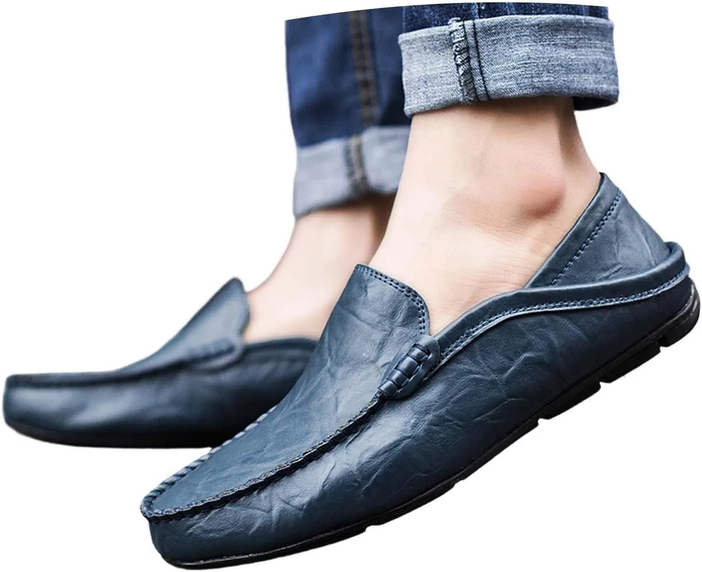 Лоферы Leather Loafers, синий — фото 2