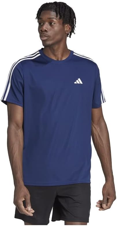 Футболка Adidas Train Essentials 3-Stripes Training, темно-синий/белый — фото 2