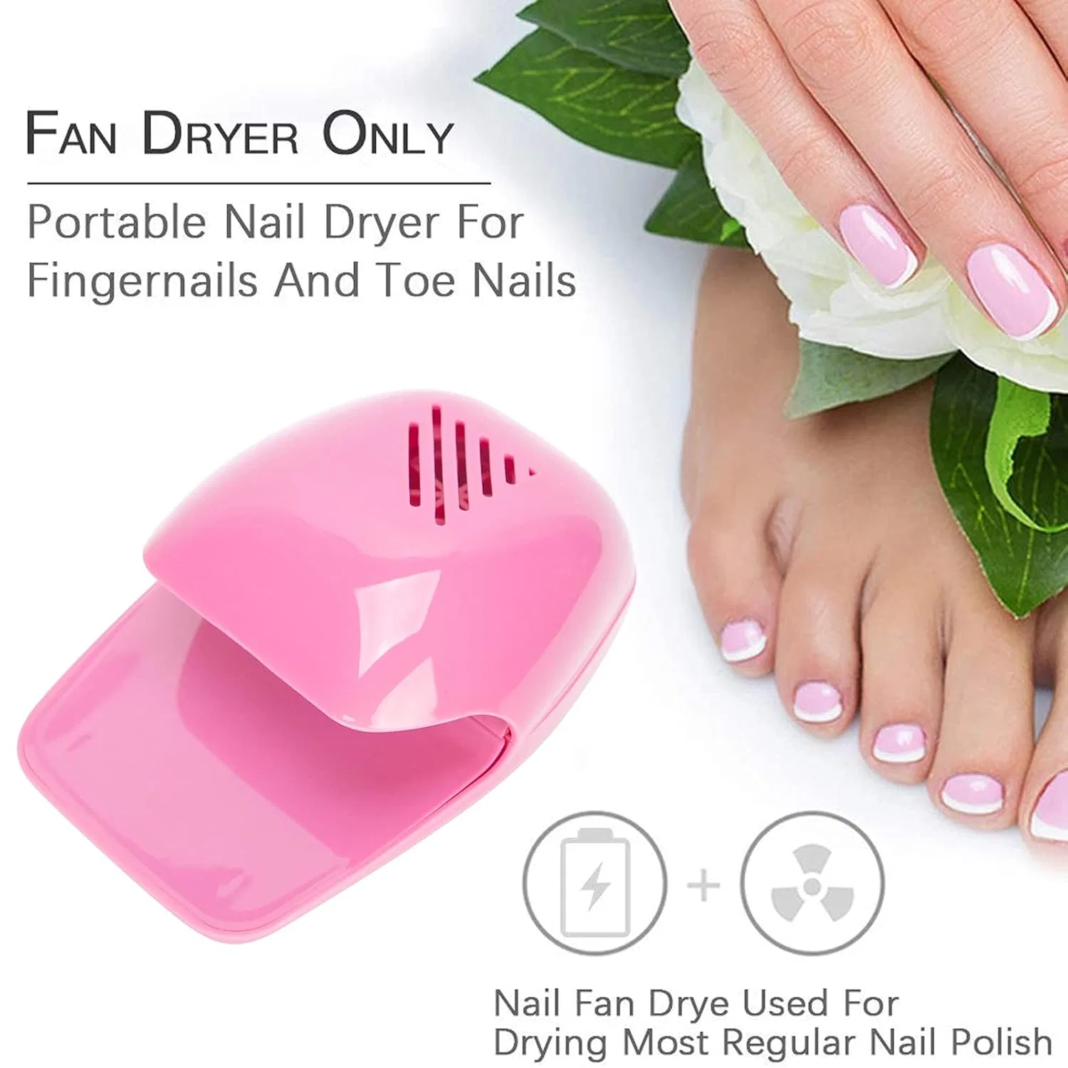 Портативная мини-сушилка для ногтей на батарейках Fockety, Pink — фото 2