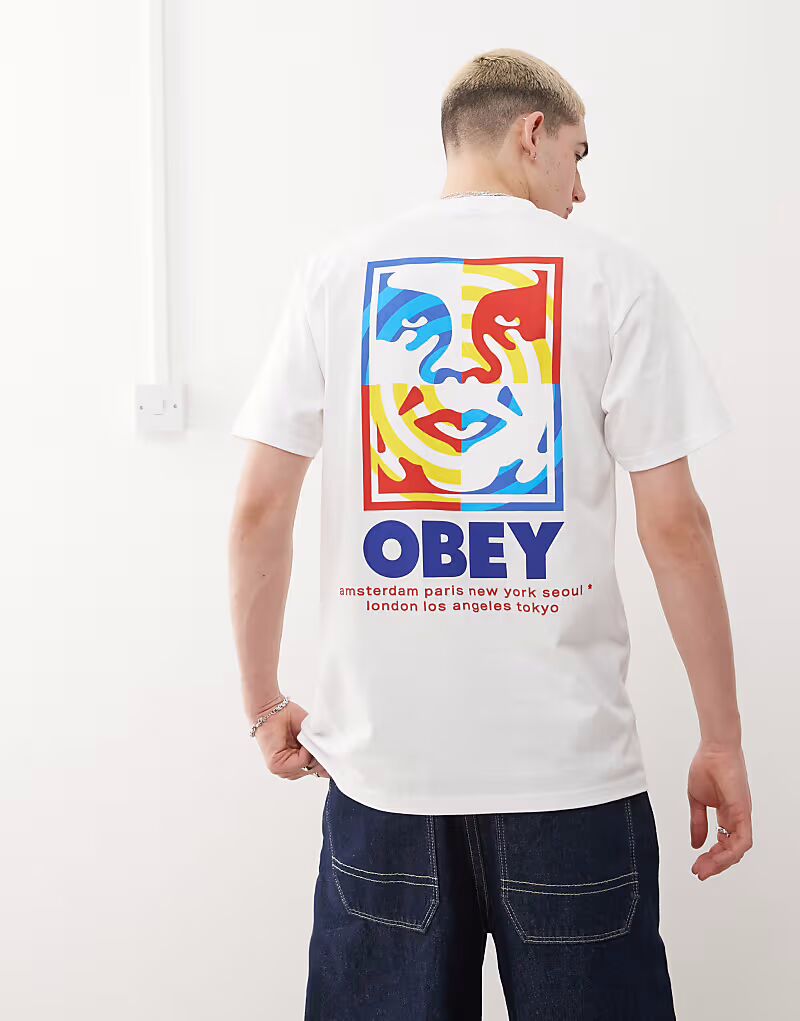 

Футболка с графическим логотипом Obey Target и принтом на спине белого цвета
