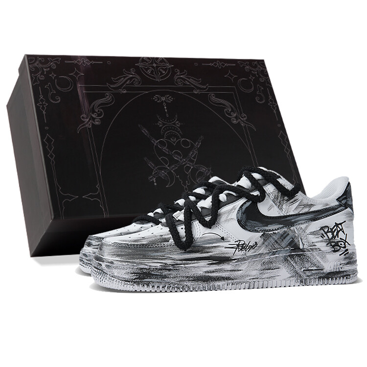 

Кроссовки Nike Air Force 1 Skateboard Shoes Women's Low-Top Black White, Черный, Кроссовки Nike Air Force 1 Skateboard Shoes Women's Low-Top Black White