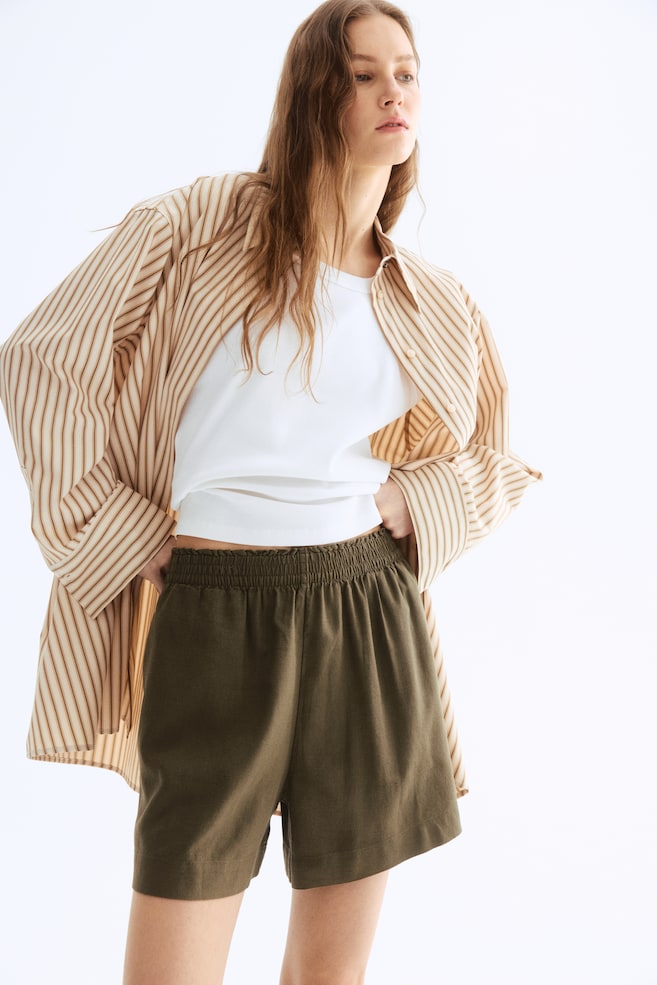 

Шорты из льняной смеси H&M, зеленый