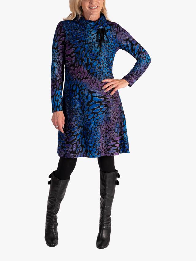 

Платье-туника Pebble Burnout с воротником капюшоном chesca, Cobalt/Purple