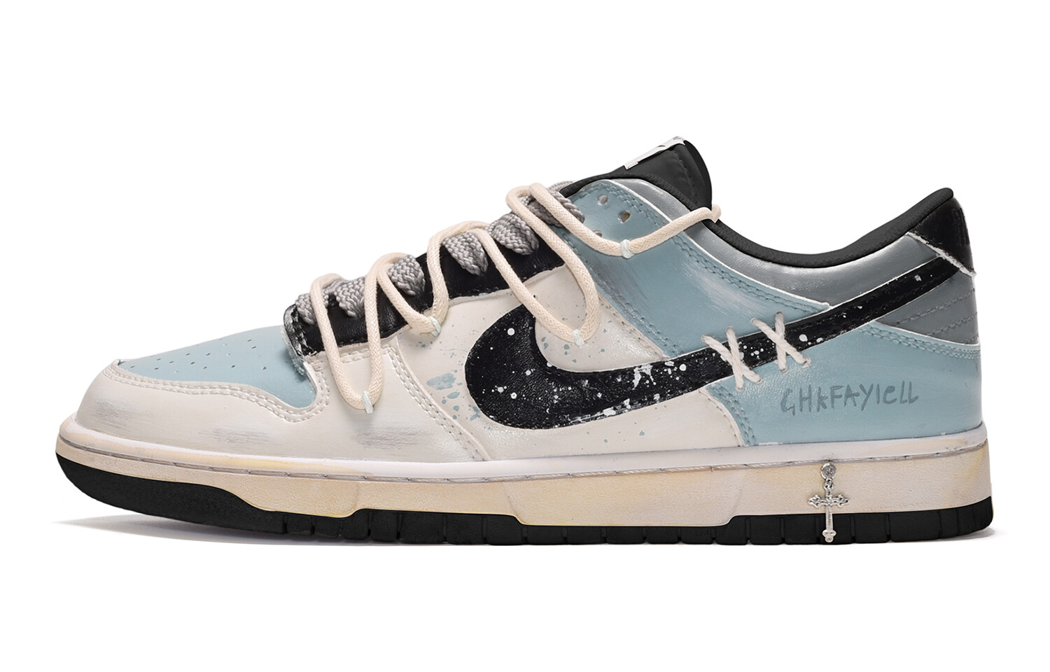 

Кроссовки Nike Dunk Skateboard Shoes Women's Low-Top Black Blue/Yellow