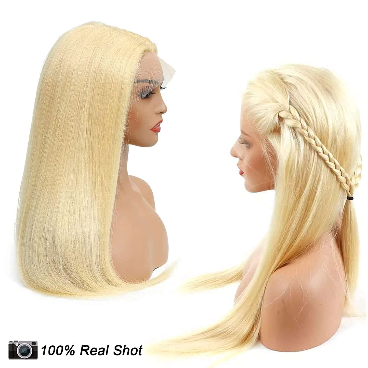 Блондинистый парик из натуральных волос 613, 13x4 Lace Frontal, 16 дюймов Classine, Blonde — фото 3