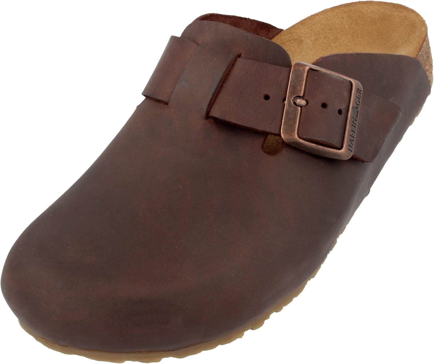 

Сабо HAFLINGER Porto Elegant из кожи с резиновой подошвой и стелькой из пробки и латекса, универсальные, темно-коричневый