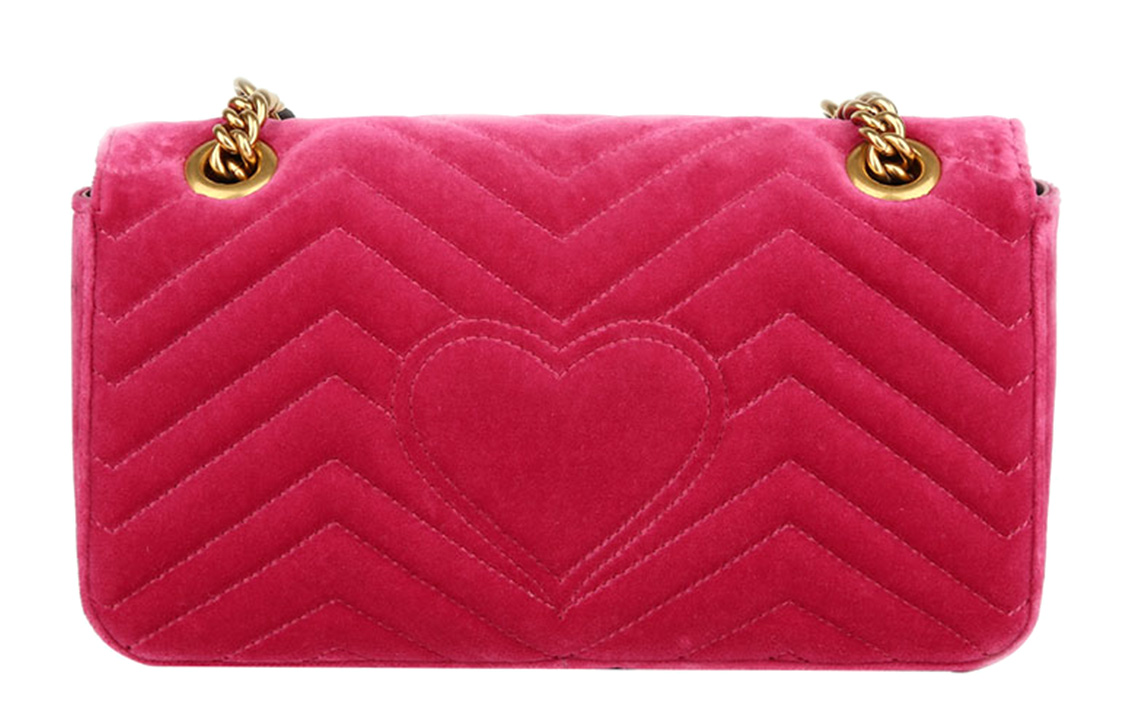 Женская сумка Gucci GG Marmont из бархата цвета фуксия — фото 4