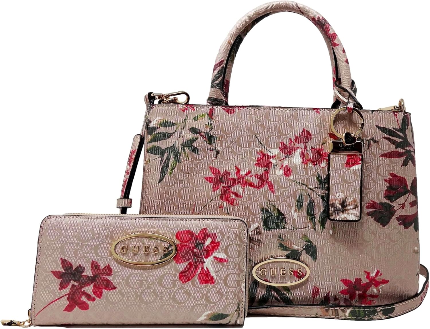 

GUESS женская сумка-сэтчел и кошелек с тисненым логотипом и цветочным принтом