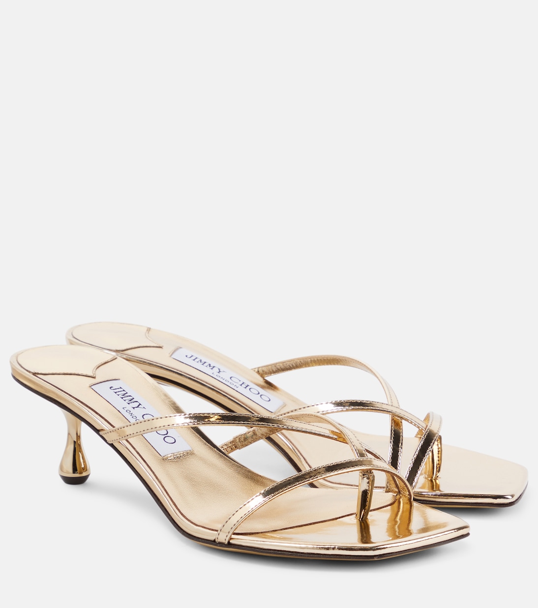 Этана 50 мюли из металлизированной кожи Jimmy Choo, золотой