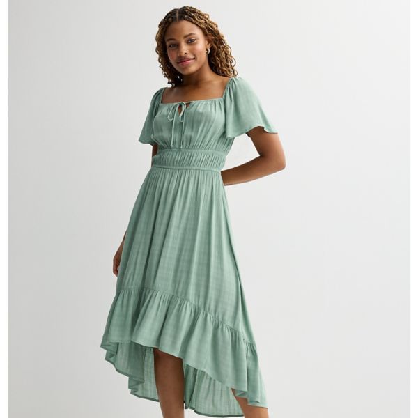 

Платье для юниоров с короткими рукавами и текстурированной юбкой Rewind, цвет light sage
