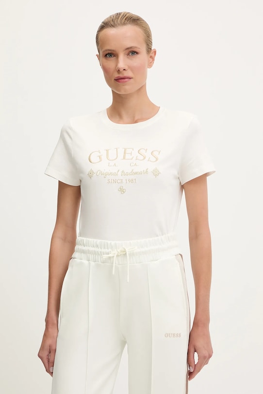 

Хлопковая футболка GLORIA Guess, белый