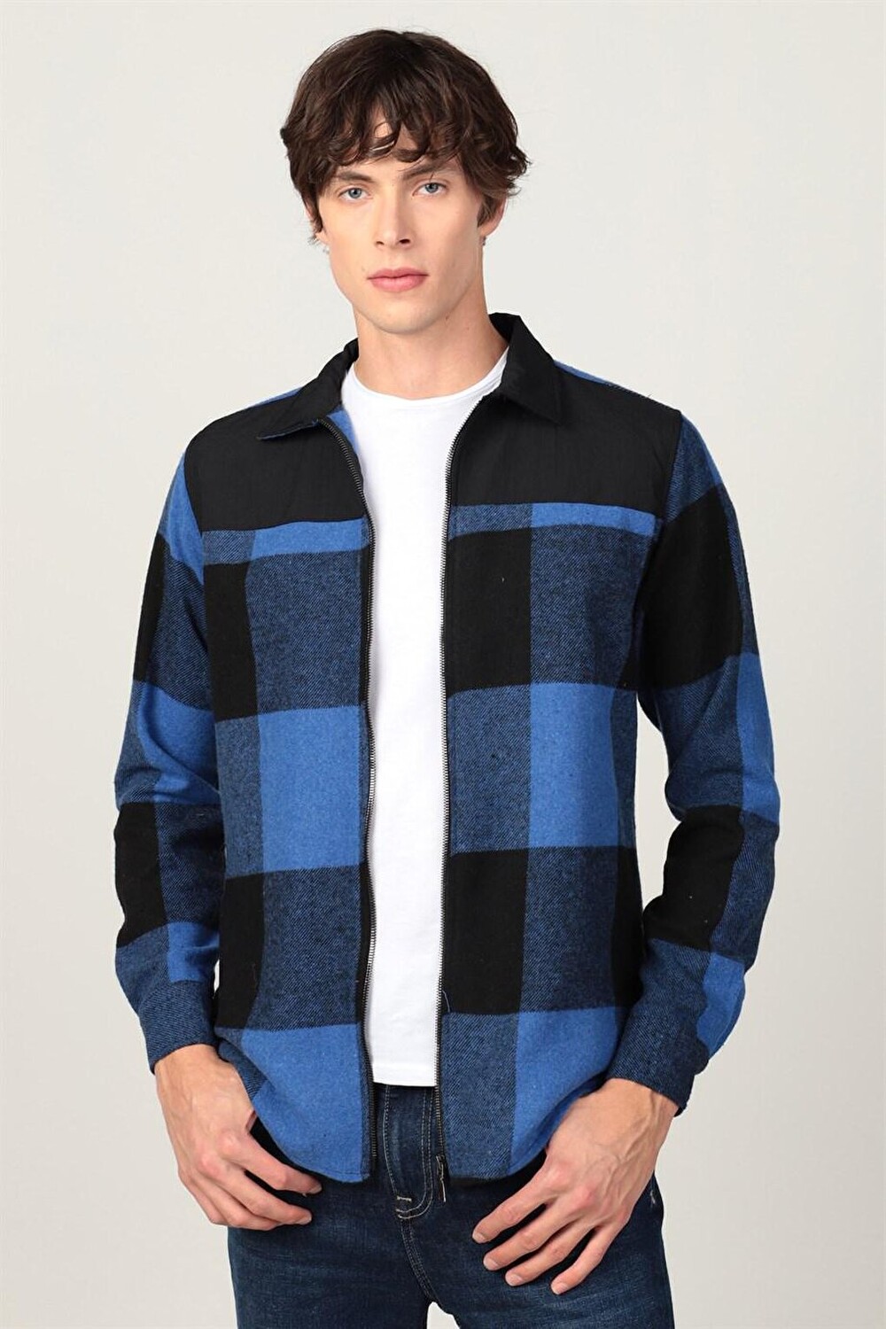 

Мужская красочная рубашка Slim Fit Lumberjack на молнии TUDORS, черный